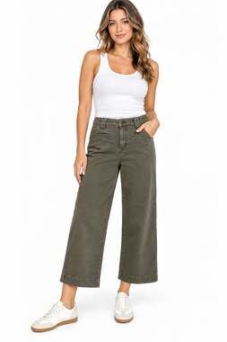Sanctuary Voyage Crop Wide Leg Pants Olive Green Size 32 NWT